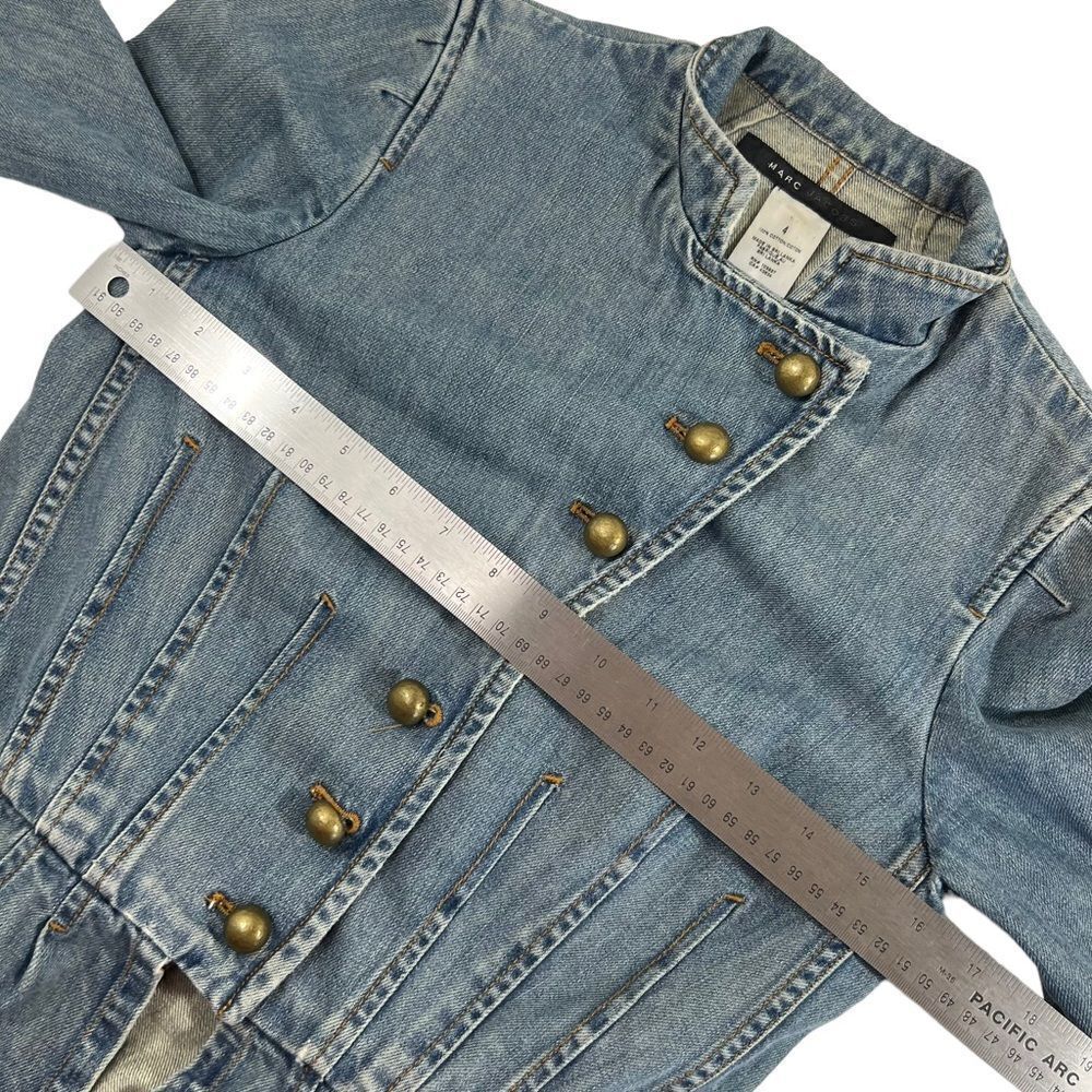 Marc Jacobs Military Style Cropped Peplum Denim Jacket - Picture 6 of 12
